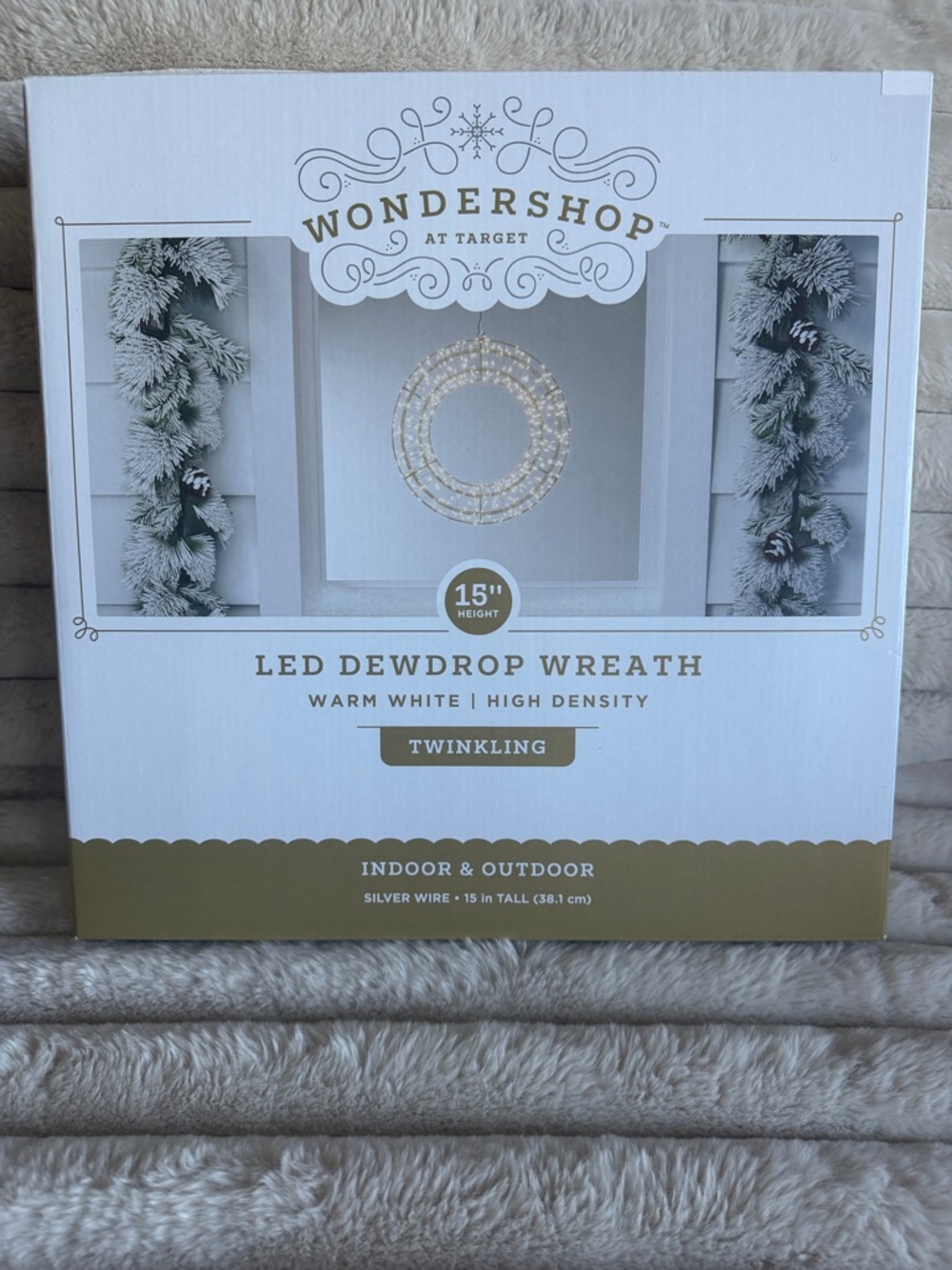 Wondershop Holiday Christmas Wreath Light Up LED Twinkling Warm White NEW!
